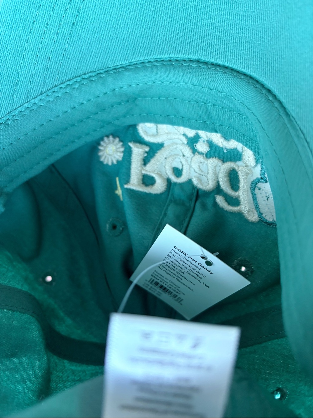 NWT Starbucks Teal 'Road Trip' Embroidered Baseball Cap with Cream Accent - Picture 3 of 10